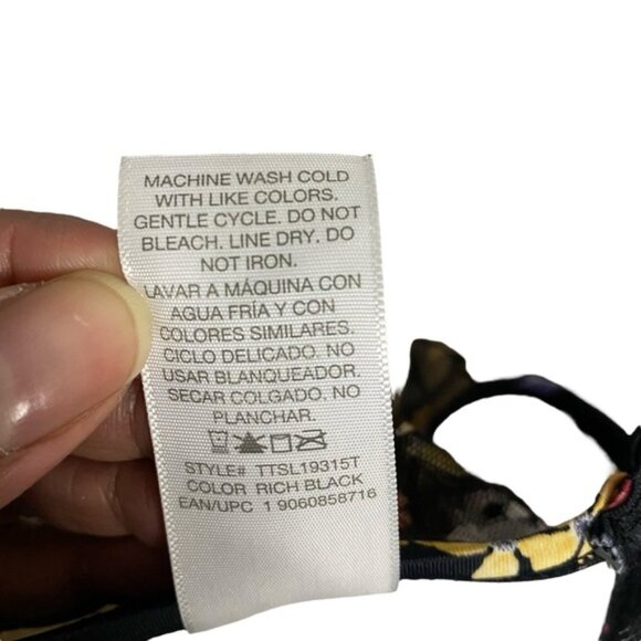 Time And Tru Women's Black Floral Lace Swim Bikini Halter Top - Picture 5 of 7